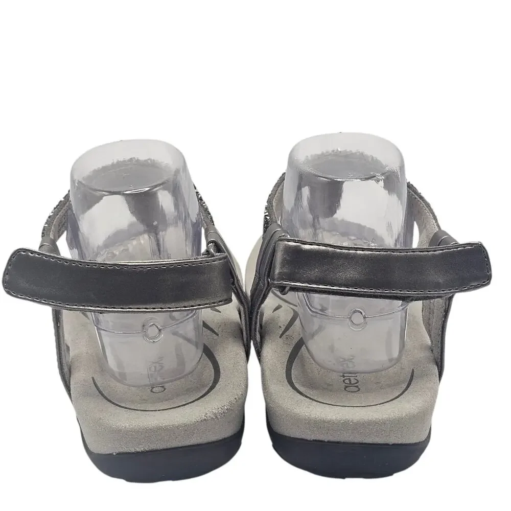 Aetrex Gunmetal Jade Sparkle Thong Orthotic Sandals Women's Size 10